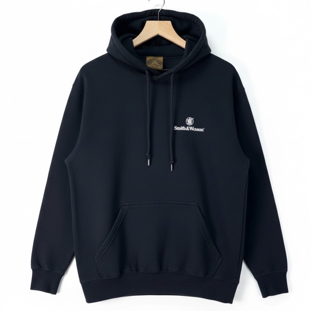 Smith & Wesson Black Pullover Hoodie Front Back Logo Graphic Mens‎ Unisex Size M